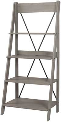 Walker Edison Rustic Industrial Leaning Ladder Bookshelf