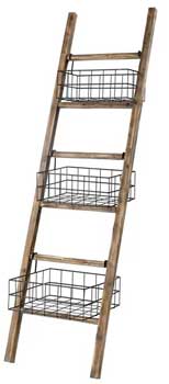 Storage Baskets on a Ladder in Three Tiers